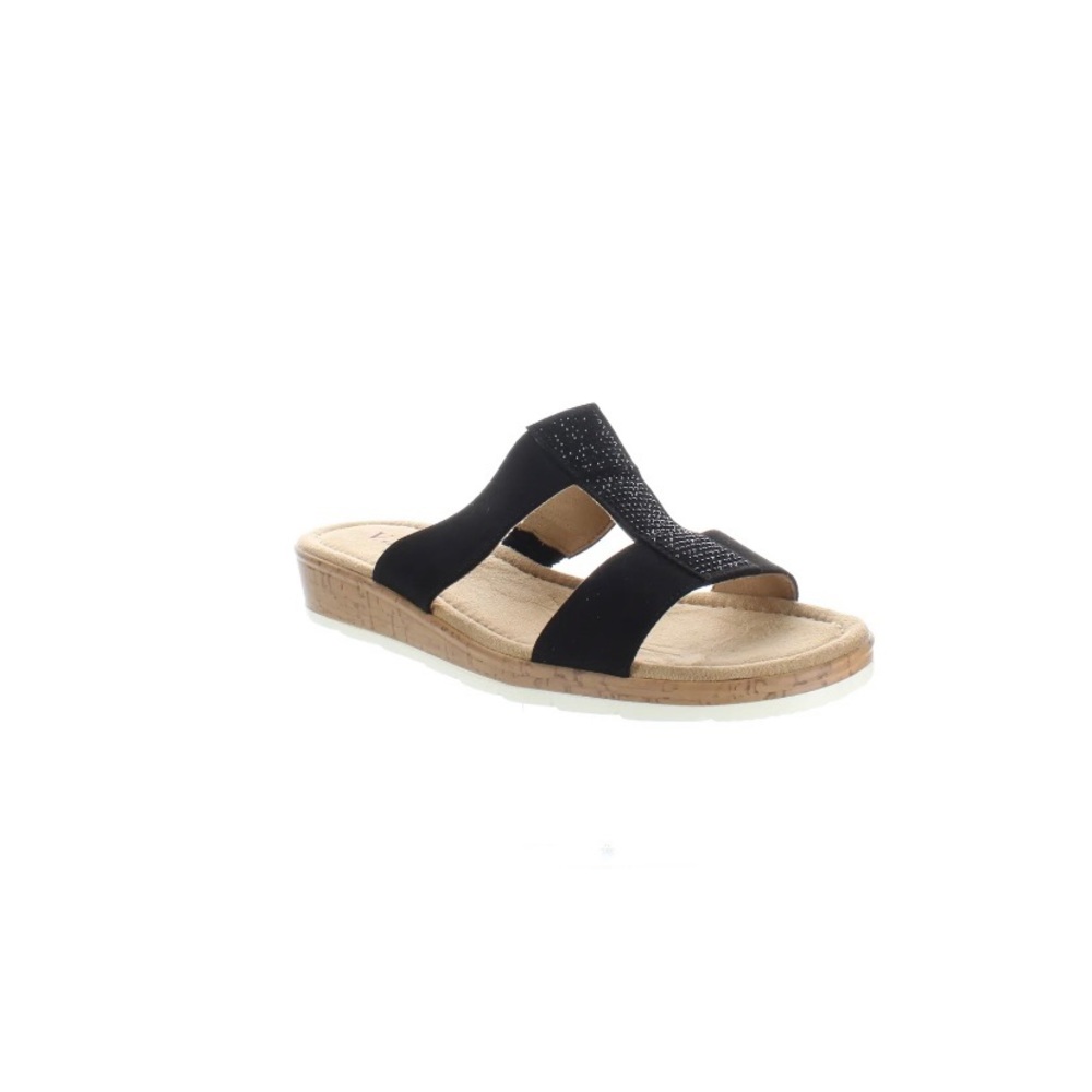 VJH Soft Cushion Confort Arch Support Wedge Sandal Womens 8.5 Black